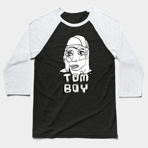 Baseball Cap Tomboy Girl Baseball T-Shirt by badlydrawnbabe